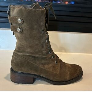 Sam Edelman Olive Green Suede Lace-Up Boots